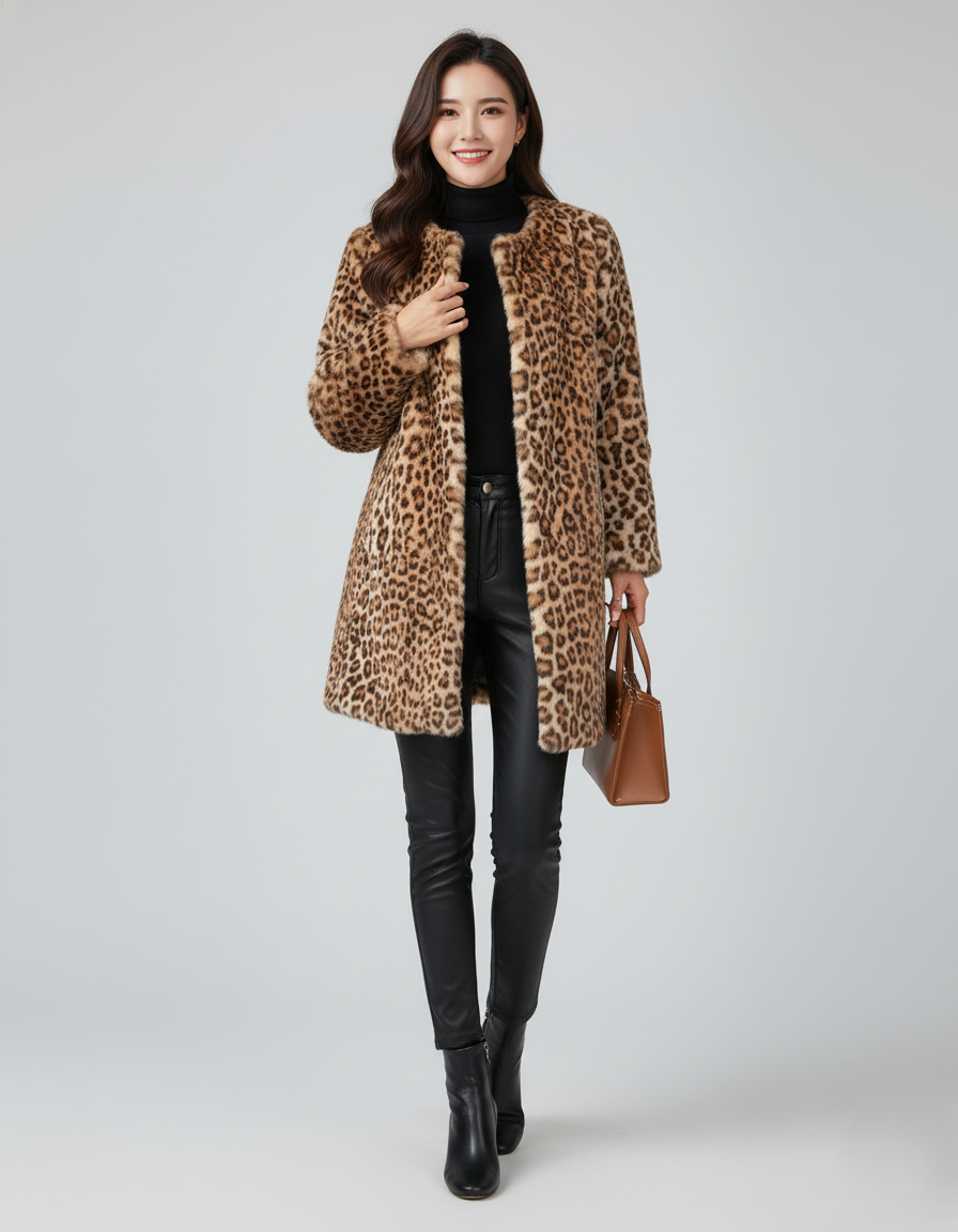 Den Graaf® | Zachte lange jas met luipaardprint