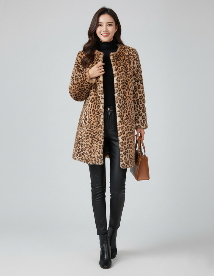 Den Graaf® | Zachte lange jas met luipaardprint