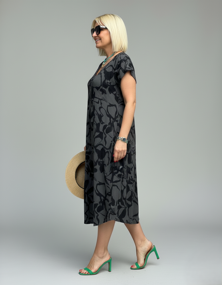 Den Graaf® | Zomer jurk met ronde hals en mooie print