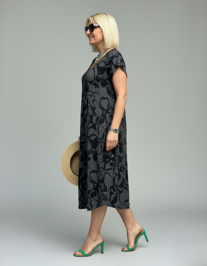 Den Graaf® | Zomer jurk met ronde hals en mooie print