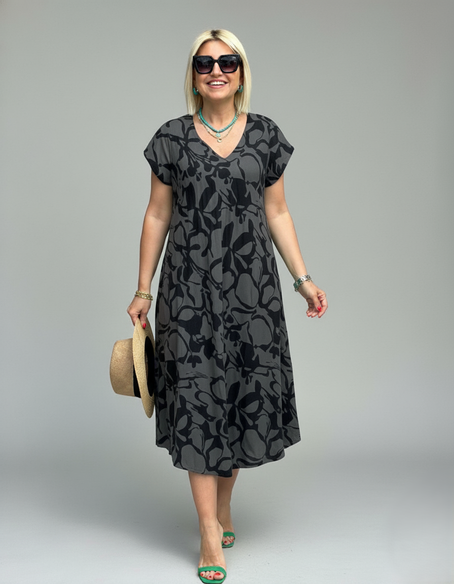 Den Graaf® | Zomer jurk met ronde hals en mooie print